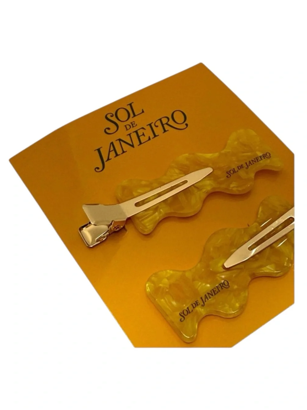 new Sol de Janeiro ☀︎︎ Ltd Ed Hair Clips Barrettes ☀︎︎ Set of 2 ☀︎︎ Gold Resin